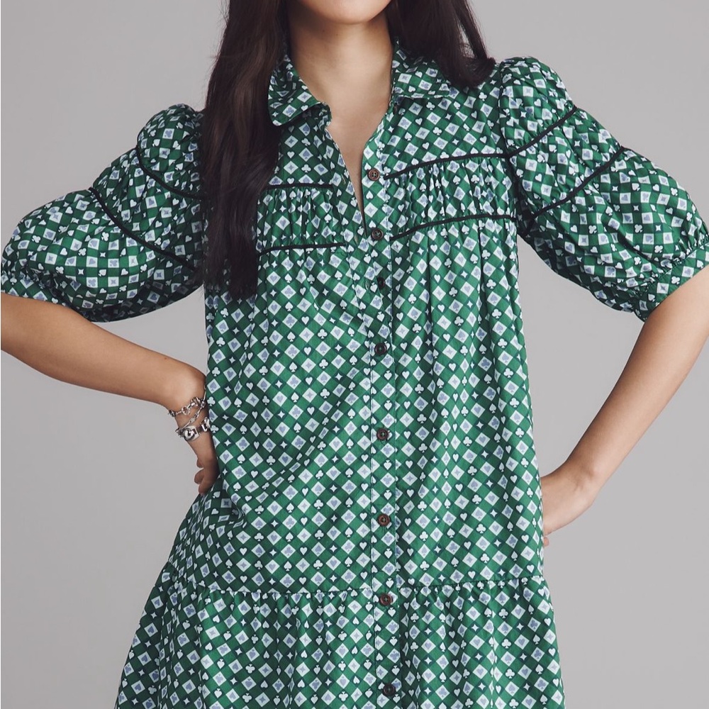 Maeve Green and Purple Geometric Dress